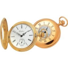 Woodford Swiss-Made Mechanical Half-Hunter Pocket Watch, 1015, Men's Deep Gold-Plated Separate Second-Hand Dial With Chain (Suitable For Engraving)