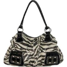 X-large Stylish Black & Tan Zebra Stripe Tote-style Handbag A Must Have