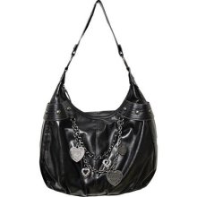 XOXO Fortune Black Hobo Handbag W/Heart Charms (HB01452)