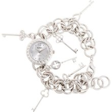 Xoxo Metal Analog Woman Quartz Wrist Watch Silver Key Fashion Bracelet Lady