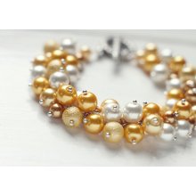 Yellow Spring Wedding Pearl Cluster Bracelet, Bridesmaid Jewelry, Fall Autumn and Summer Weddings - My Little Sunshine