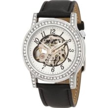 Akribos XXIV Women's AKR475BK Open Heart Skeleton Automatic Dress ...