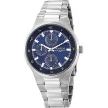Armitron 204333Blsv Men'S 204333Blsv Silver-Tone Stainless Steel Blue Multi-Function Dial Dress Watch