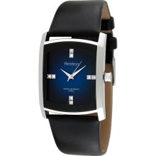 Armitron Men's Black Leather Blue Degrade Watch