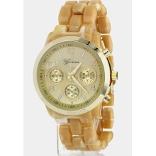 AWESOME RESIN FASHION WATCH (IVORY/GOLD)