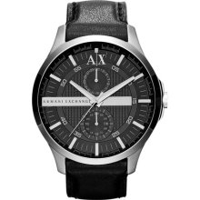 AX Armani Exchange Round Leather Strap Watch