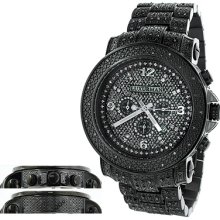 Black Diamond Mens Watch by Luxurman 2ct Fully Paved