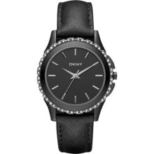 Black Glitz Leather Watch