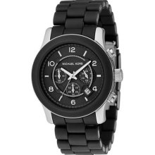 Black Rubber Link Bracelet Stainless Steel Quartz Chronograph