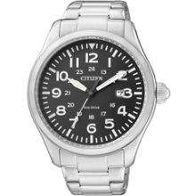 BM6831-59E - Citizen Eco-Drive 100m Men's Military Steel Calendar Sports Watch