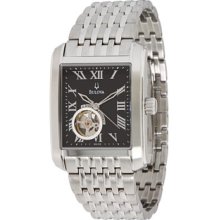 Bulova 96A128 Stainless Steel Automatic Open Heart Black Dial Rom ...