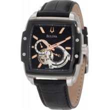 Bulova Gent's Automatic Black Leather Strap 98A118 Watch