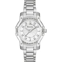 Bulova Ladies Diamond Wintermoor Silver Tone Dial 96R137