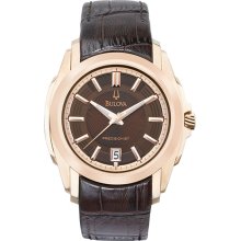 Bulova Men's Gold Tone Stainless Steel Precisionist Longwood Quartz Brown Dial Strap 97B110