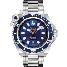 Bulova Men's Stainless Steel Case and Bracelet Precisionist Blue Dial Ratchet Bezel with Lock 98B168