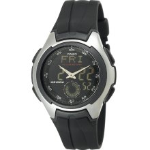 Casio AQ160W-1B Men's Classic Black Dial Black Rubber Strap Ana-Digi S