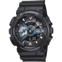 Casio Men's Black G-Shock Analog Digital Anti-Magnetic Blue GA110-1B