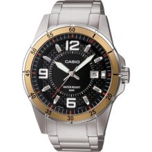 Casio Mtp1291d-1a3v Stainless Steel Bracelet Black Dial Date On Hour 3