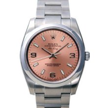 Certified Pre-Owned Rolex Air-King Watch, Domed Bezel, Pink Dial/Luminous Index 114200