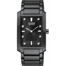 Citizen BL6057-58E Mens Eco-Drive Black Strainless Steel Palidoro Diamond Accented Black Dial