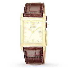 Citizen Bw0072-07p Eco-drive Mens Leather Band Watch Gold Tone Dress-100%