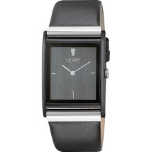 Citizen Eco-drive 180 - Black Ion Case - Black Dial -leather Strap