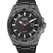 Citizen Eco-Drive Black Stainless Steel Mens Watch AW1095-54E