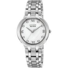 Citizen EM0130-54A Women's Bella White Dial Eco-Drive Diamond Stainles