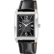 Citizen Men's Black Leather Strap Watch