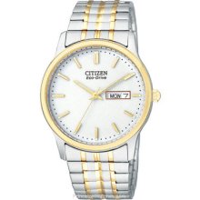 Citizen Mens Eco-Drive Expansion Band Two-Tone White Dial BM8454-93A