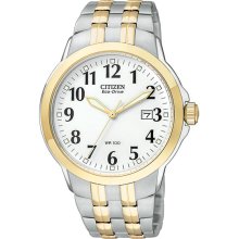 Citizen Men's Two Tone Stainless Steel White Dial Eco-Drive BM7094-50A