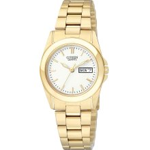 Citizen Quartz Womens Analog Stainless Watch - Gold Bracelet - White Dial - EQ0562-54A