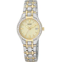 Citzien Eco Drive Silhouette Diamond Ladies Champayne Dial EW1494-50P