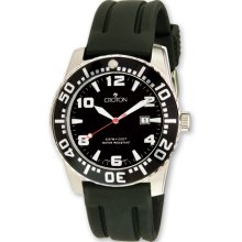 Croton Mens Stainless Steel Black Dial Silicone Band Quartz Watch XWA3176