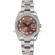 Datejust 116200 Steel Oyster Band Salmon Diamond Dial & Bezel