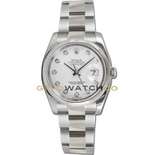 Datejust 116200 Steel Oyster Smooth Bezel White Diamond Dial