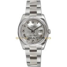 Datejust 116200 Steel Oyster Band Smooth Bezel MOP Roman Dial