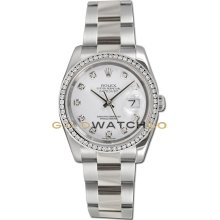 Datejust 116200 Steel Oyster Band White Diamond Dial & Bezel