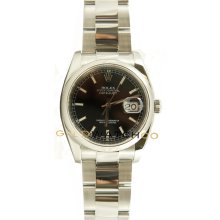 Datejust 116200 Steel Oyster Band Smooth Bezel Black Dial Used