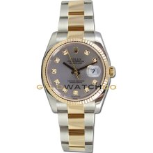 Datejust 116233 Steel Gold Oyster Fluted Dark MOP Diamond Dial