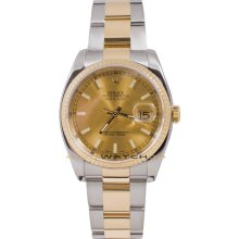 Datejust 116233 Steel Gold Oyster Band Fluted Champage Dial