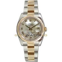 Datejust 116233 Steel Gold Oyster Band Fluted MOP Roman Dial