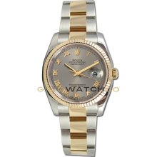 Datejust 116233 Steel Gold Oyster Band Fluted Bezel Silver Dial