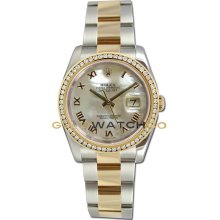 Datejust 116233 Steel Gold Oyster Band MOP Roman Dial & Bezel