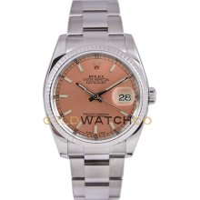 Datejust 116234 Steel Oyster Band Fluted Bezel Salmon Dial