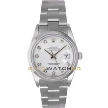 Datejust 16200 Oyster Band Smooth Bezel White Diamond Dial