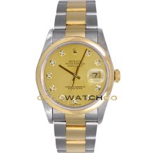 Datejust 16203 Steel & Gold Oyster Champagne Diamond Dial