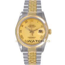 Datejust 16203 Steel & Gold Jubilee Band Smooth Champagne Dial