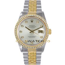 Datejust 16233 Steel & Gold Jubilee Silver Diamond Dial & Bezel