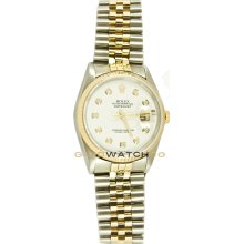 Datejust 16233 Steel Gold Jubilee Fluted White Diamond Dial